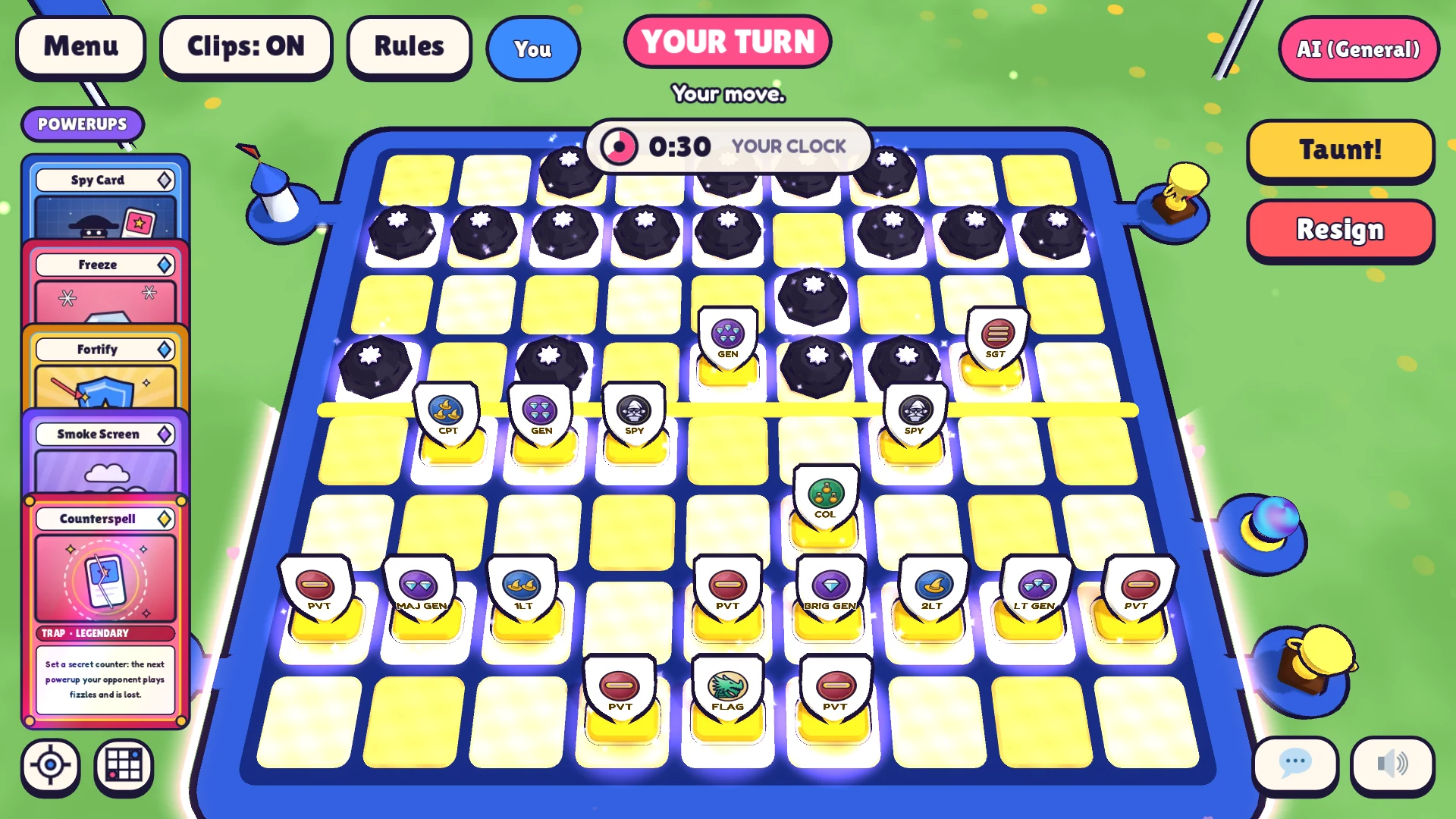 Every rank hidden: only the referee sees both armies.